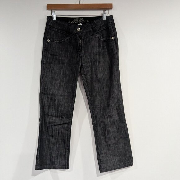 Marc Aurel Cropped Denim Jeans with Button Detail Black US Size 4 France Size 36 - Picture 1 of 5